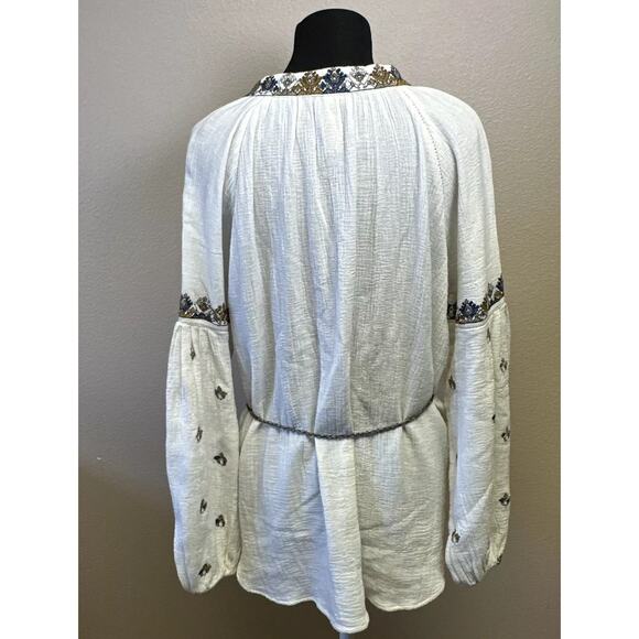 Scarlet Poppies Ibiza S/M Tunic Top Chic Embroidered Belted Beach - Picture 6 of 16